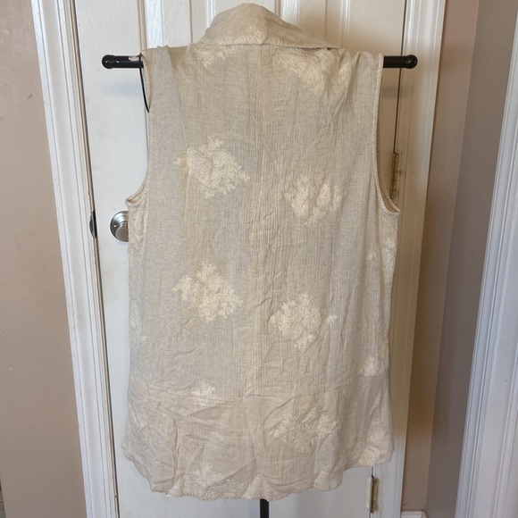 NWT Coldwater Creek Open Front Long Vest Size L Front Pockets Lace Accents - Picture 4 of 10